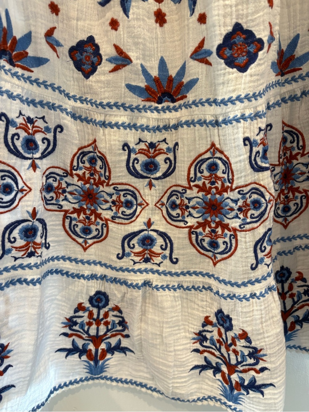 Soft Surroundings White Embroidered Midi Dress Boho 4th of July Americana - Picture 5 of 16
